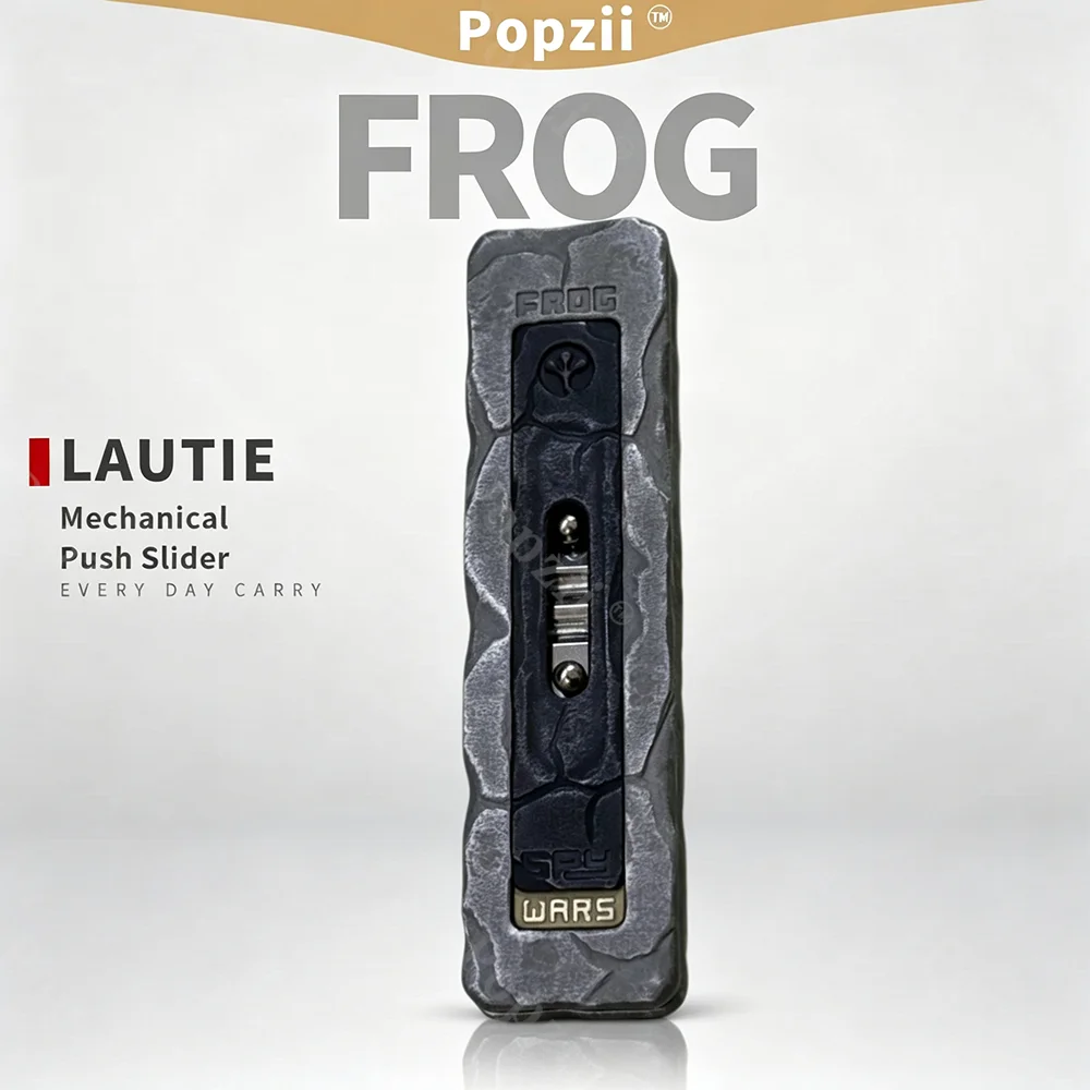 LAUTIE EDC Frog Mechanical Slider SS/Zirc Marble Pattern Engraving Fidget Slider Adults EDC Pocket Toy ADHD-friendly