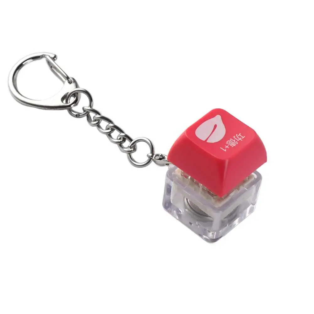 Porte-clés en bois LED Fish Keychain, bouton de clavier mécanique