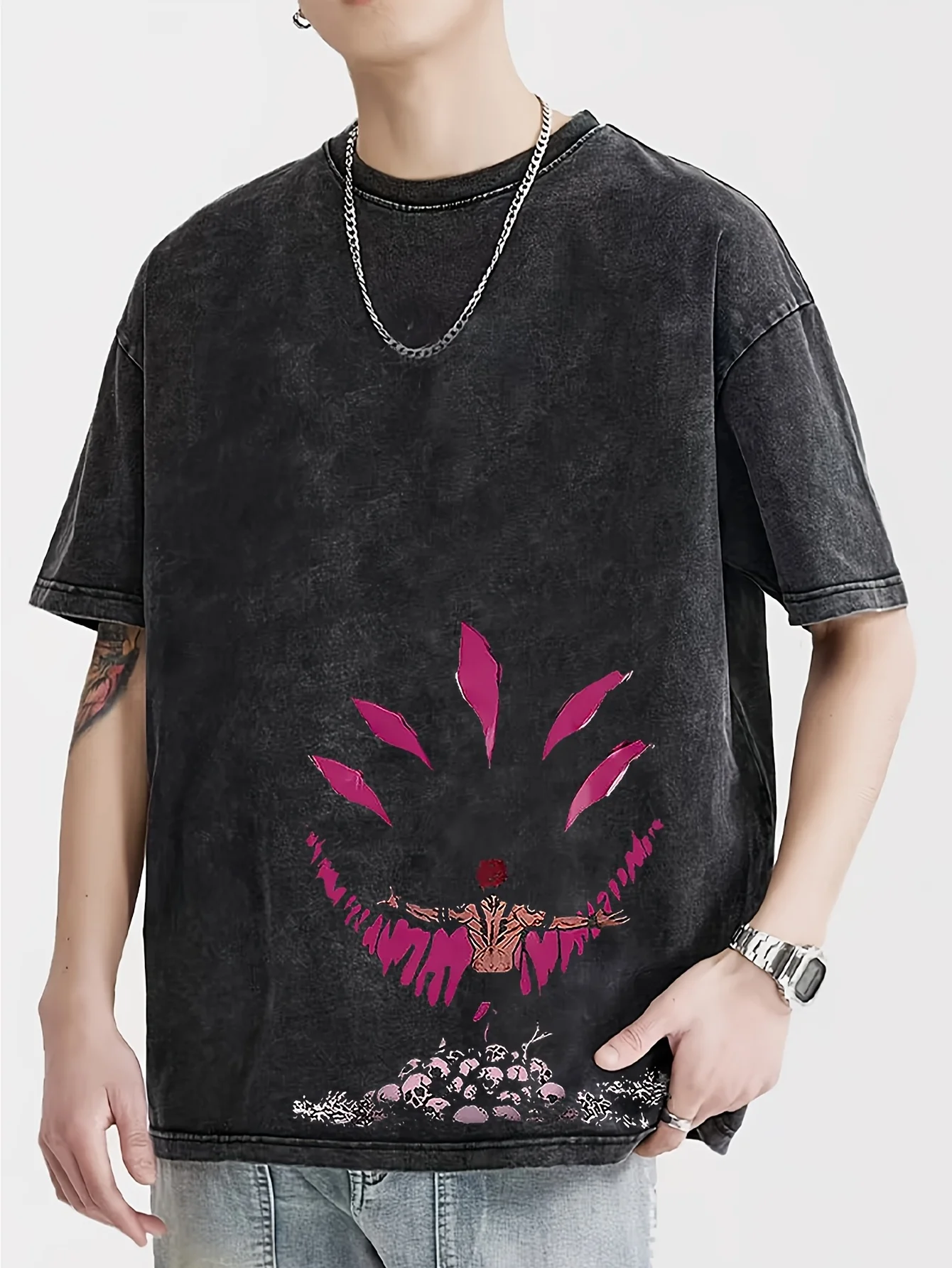

anime washed tshirt harajuku summer 100_ cotton short sleeve