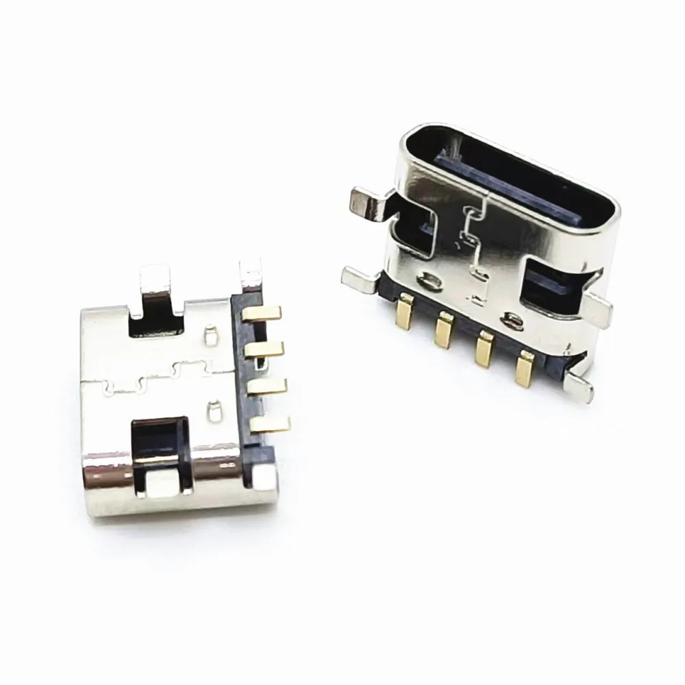 100pcs 4 Pin Type-C SMT Socket Connector Micro USB Type C 3.1 Female Placement SMD DIP For PCB design DIY High Current Charging