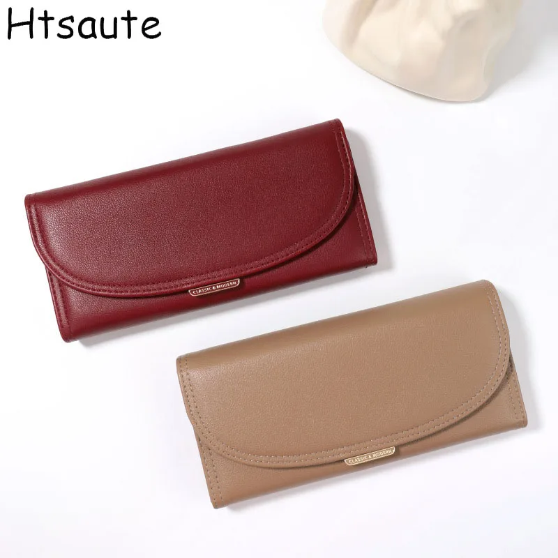 

wallets anti-theft retro fold over hasp women's long wallet PU leather multi card slot wallet multifunctional zero wallets