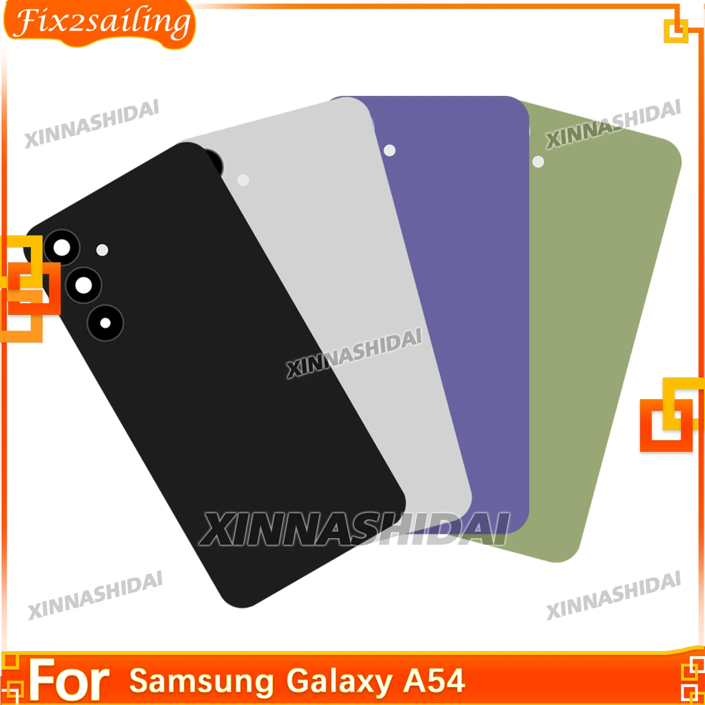 A+ New For Samsung Galaxy A54 Battery Back Cover Rear Door Plastic Housing Case Panel Replace With Camera Lens