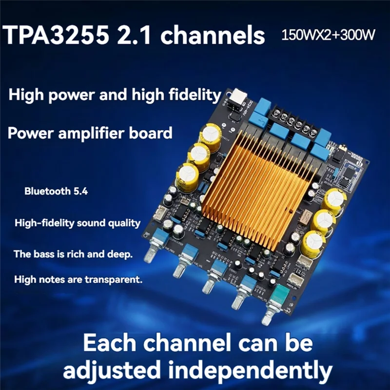 A13E-TPA3255 Amplifier Board HIFI 2.1 Channel QCC3084 Bluetooth 5.4 Power Amplifiers 150Wx2w+300W Amplificador - Image 2