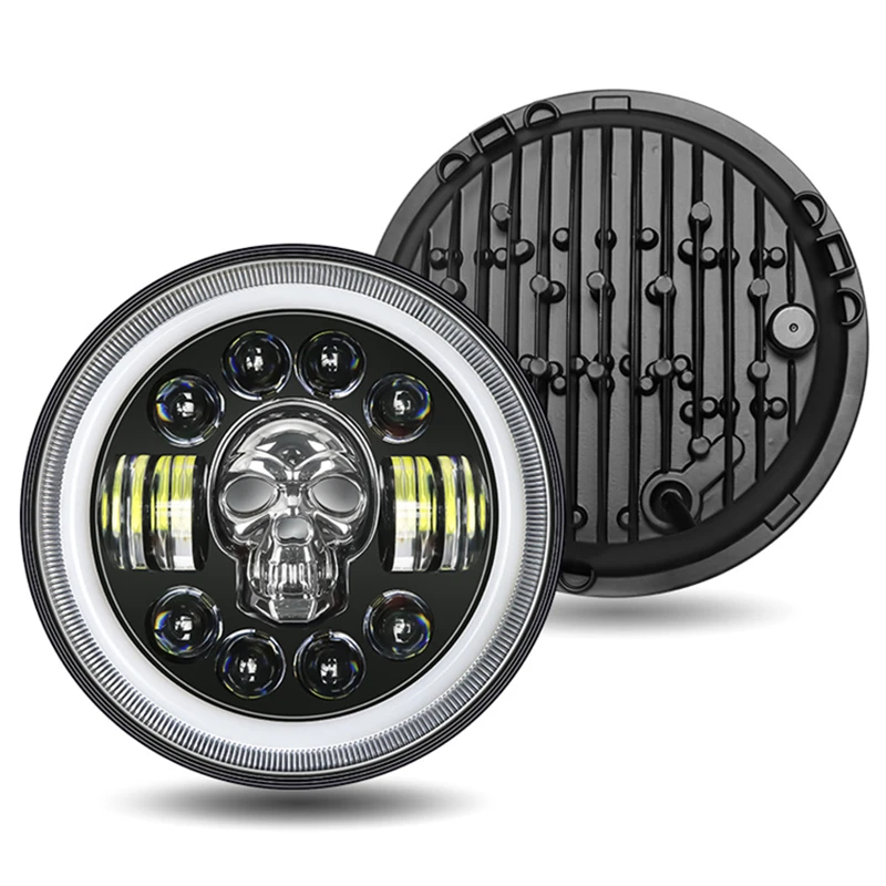 7 Inch Round LED Headlamp Automatic Turning Changes Motorcycle skull Headlights Fit For Harley Davidson For Jeep Wrangler