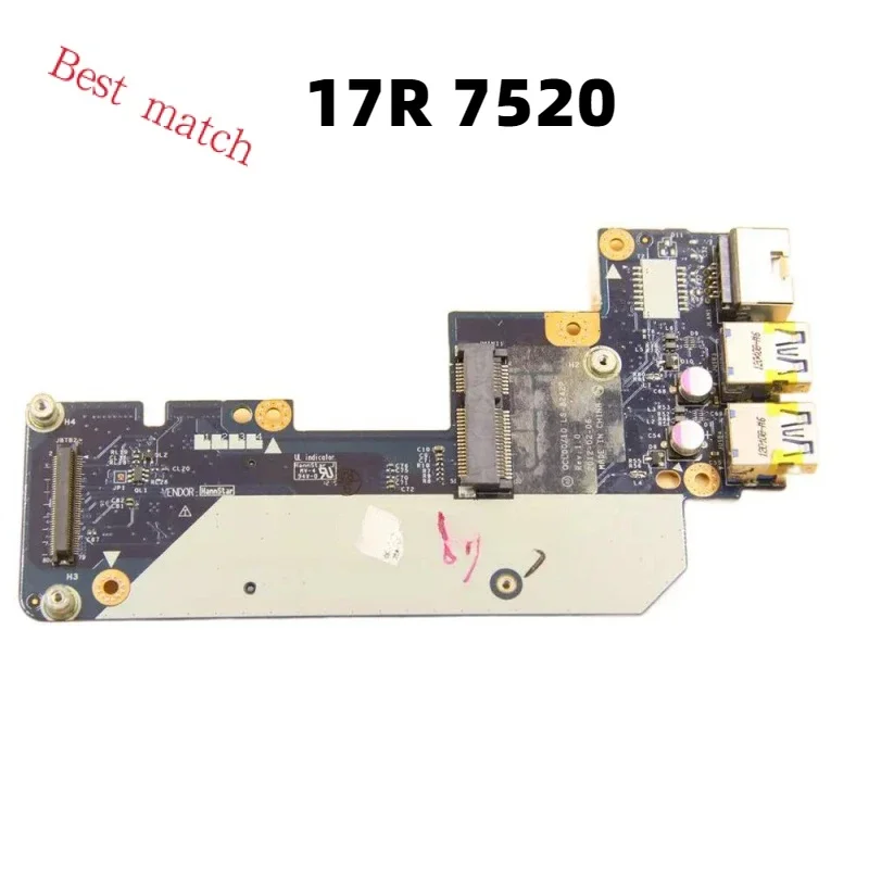 Оригинал для Dell 17R 7520 USB Ethernet LAN Соединительная плата с mSATA портом QCL00/10 LS-8242P 0N7JHH N7JHH