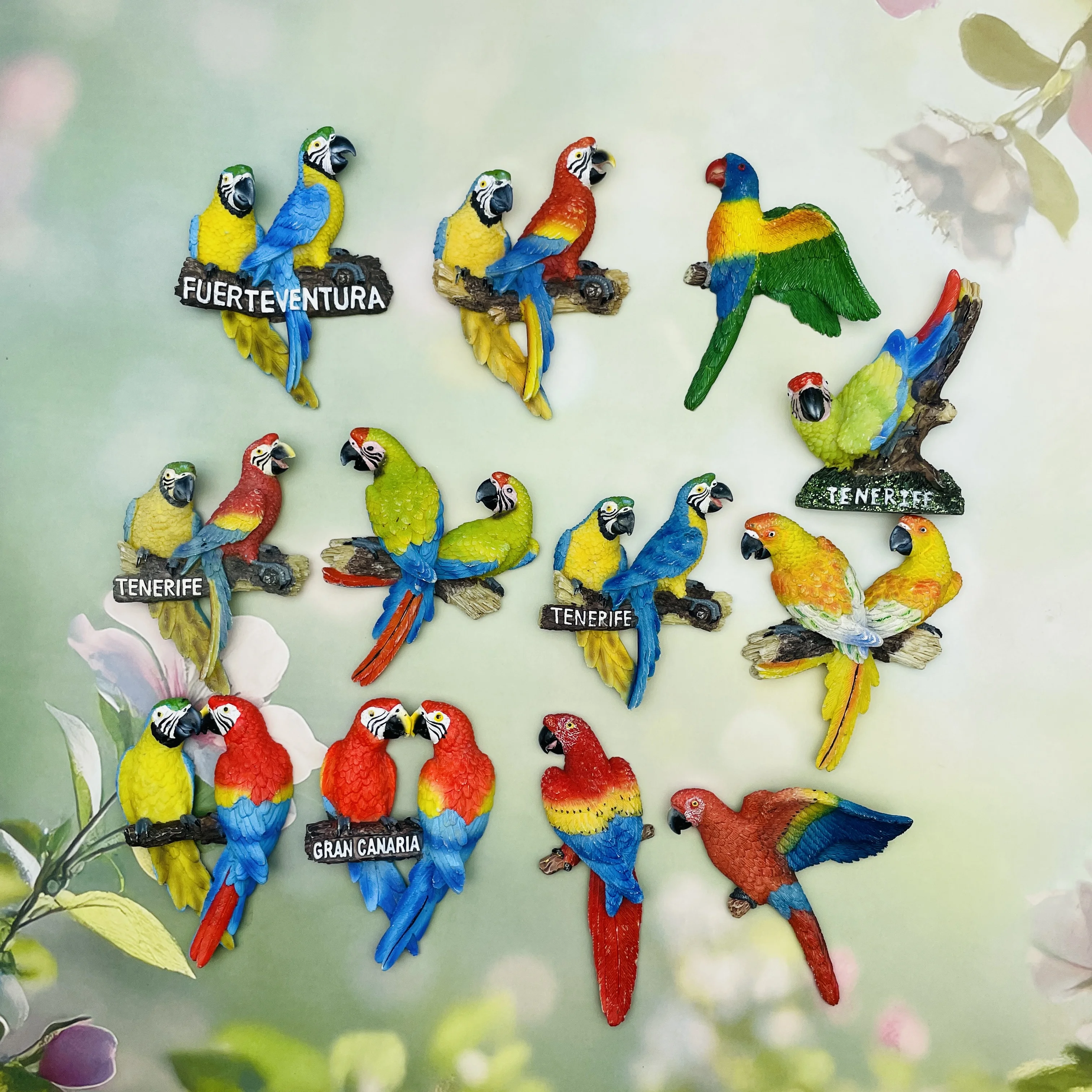 3D Resin Parrot Fridge Magnet Spain Canary Islands Travel Souvenir Magnetic Refrigerator Sticker Home Decoration Gift