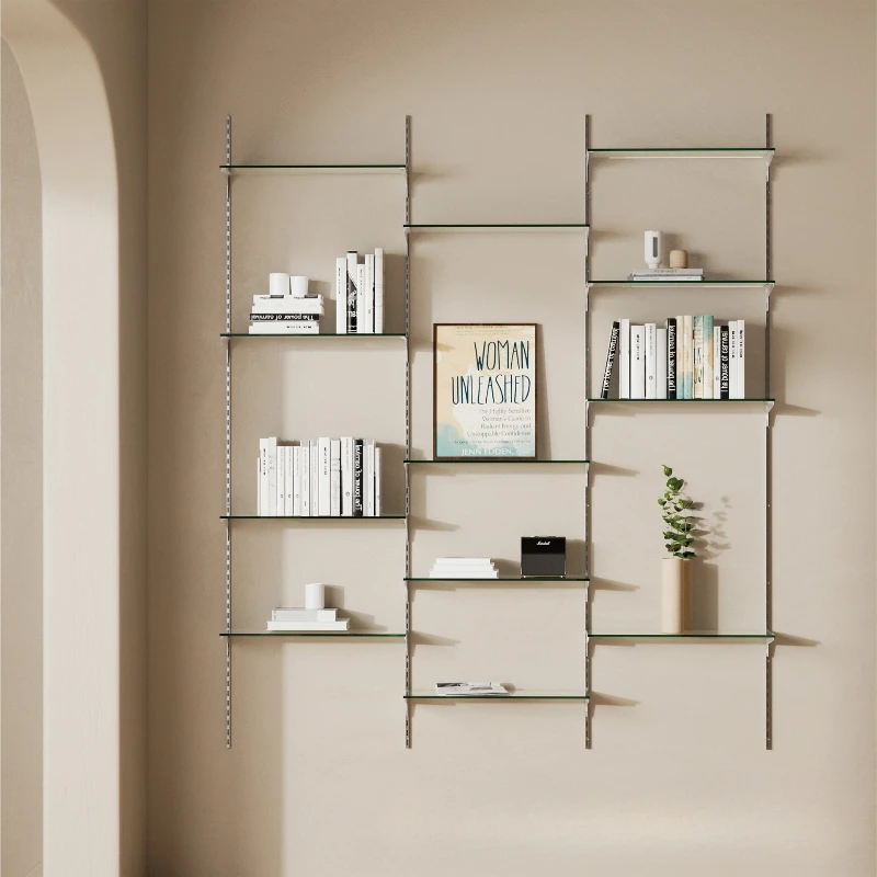 

Medieval track bookshelf wall suspended shelf small apartment open track bookshelf free combination display shelf
