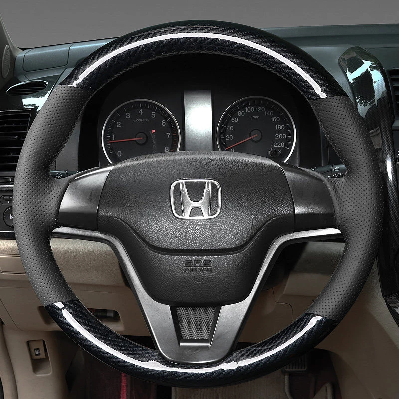 Customized Hand-sewn Car Steering Wheel Cover Braid Black Microfiber Leather for Honda CR-V CRV 2007 2008 2009 2010 2011