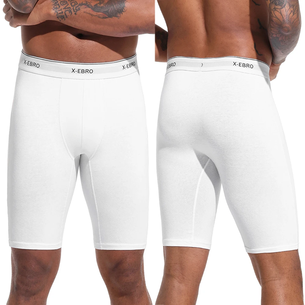 4 unidades de calzoncillos tipo bóxer de algodón blanco para hombre, de pierna larga, ropa interior masculina, bragas de alta calidad, cómodos y con un ajuste perfecto.