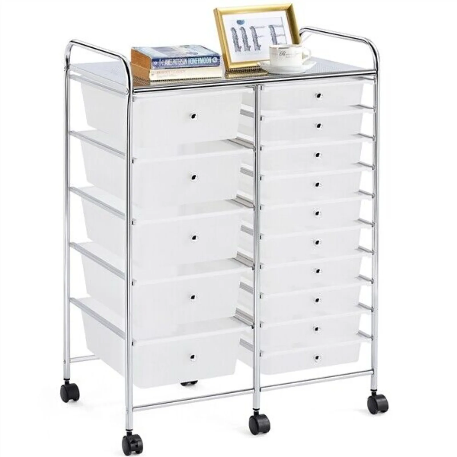 

Utility Cart with 15 Drawers Rolling Storage Cart Tools Scrapbook Paper Office United States