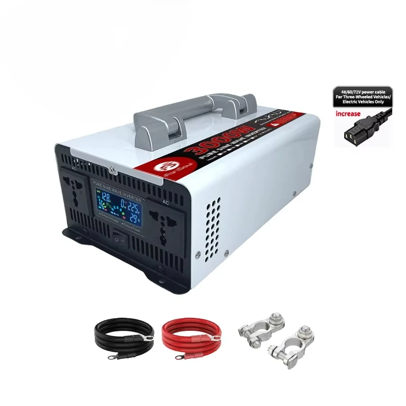 Fonsoul Pure Sine Wave Power Inverter 1500W/3000W DC12V/24V to AC 110V/220V High Efficiency Home Use 50/60Hz