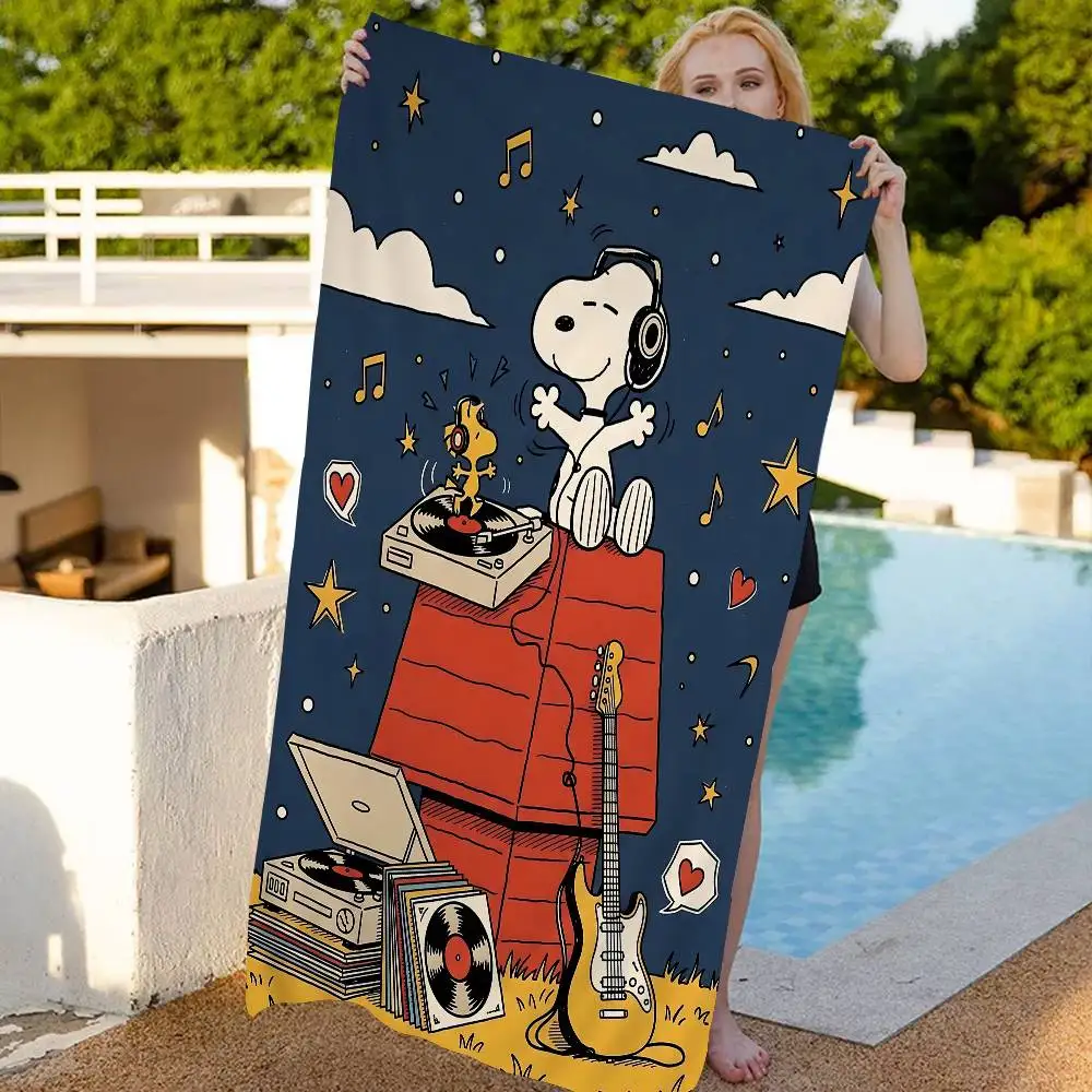 Anime S-Snoopy Cute Anime Beach Swimming Towel Soft Absorbent Washcloth Children's Gifts For Kids Travel Camping Gym