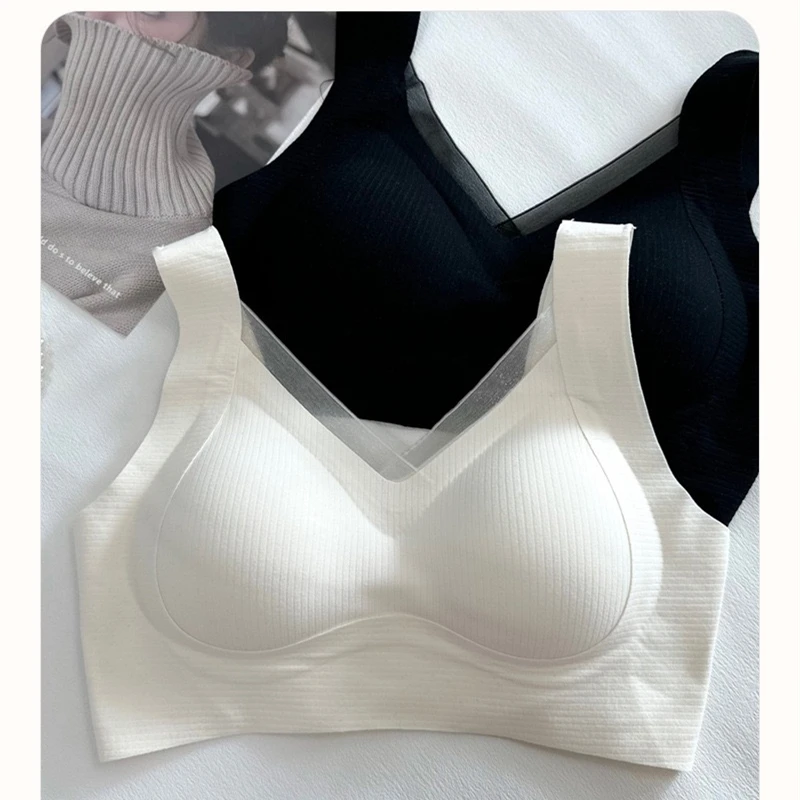 Seamless Mesh Pull-up Bra For Women Without Wires, Soft Support, Breast Reduction, Breathable And Beautiful Back Push-up Bra