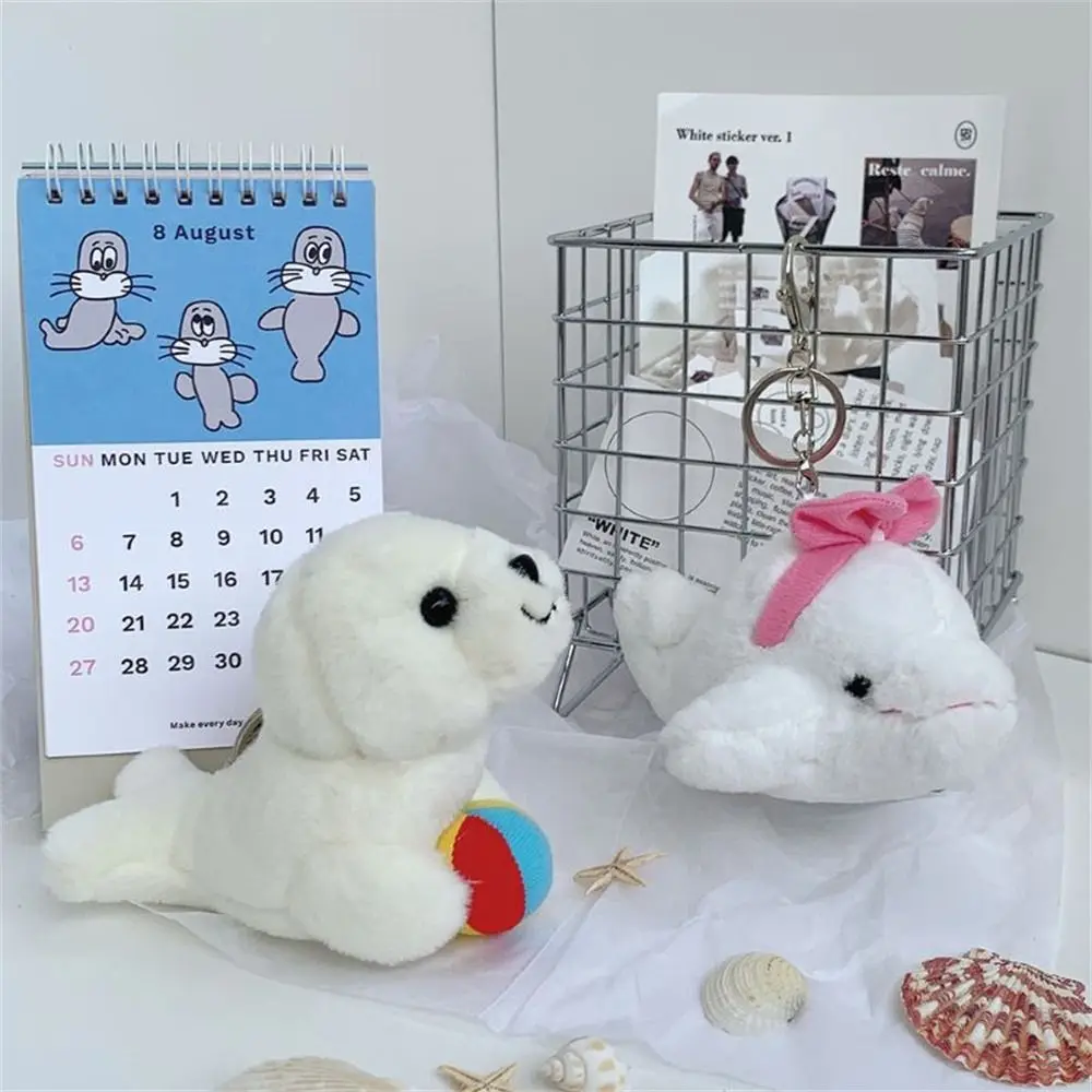 Studnet Children Marine Animal Dolphin Keychain Stuffed Killer Whale Seal Pendant Cute Ocean Series Whale Keychain