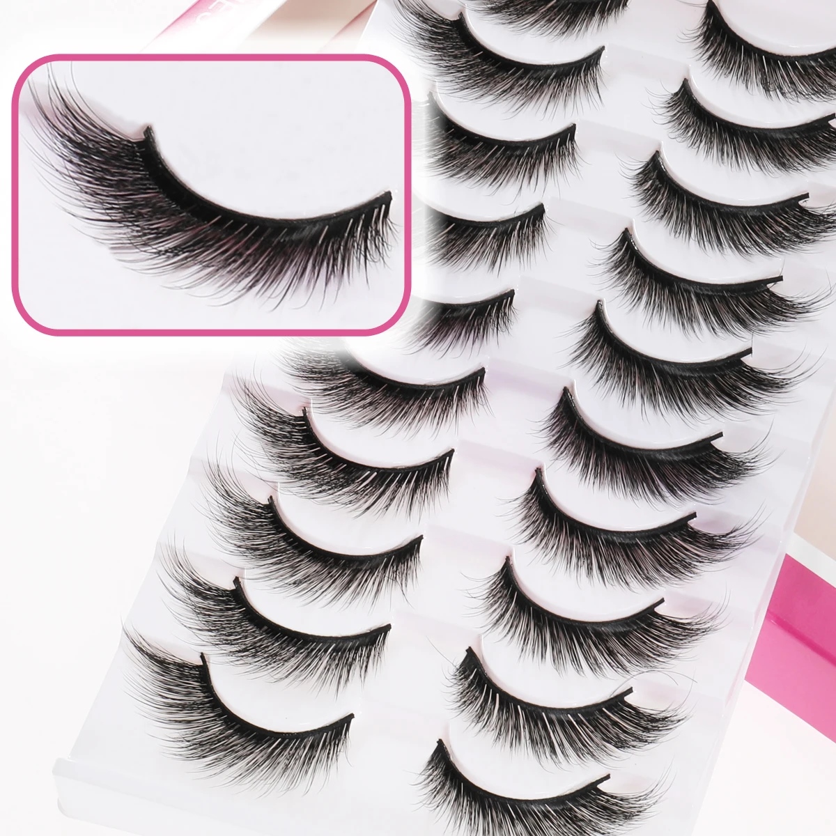 Xuanfeiwu Dense Stage Performance Slanted Flying 5D Curling Hard Stem False Eyelashes Realistic Three-Dimensional Eye Tail Elongated Party Anime Eyelashes Self-Grafting Eyelashes