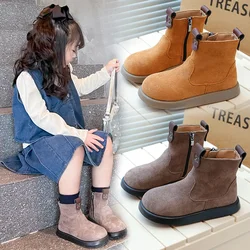 Autumn Winter Boys Girls Casual Boots British Style Children Casual Shoes Kids Anti-Slippery Outdoor Student Boots Size 23-36