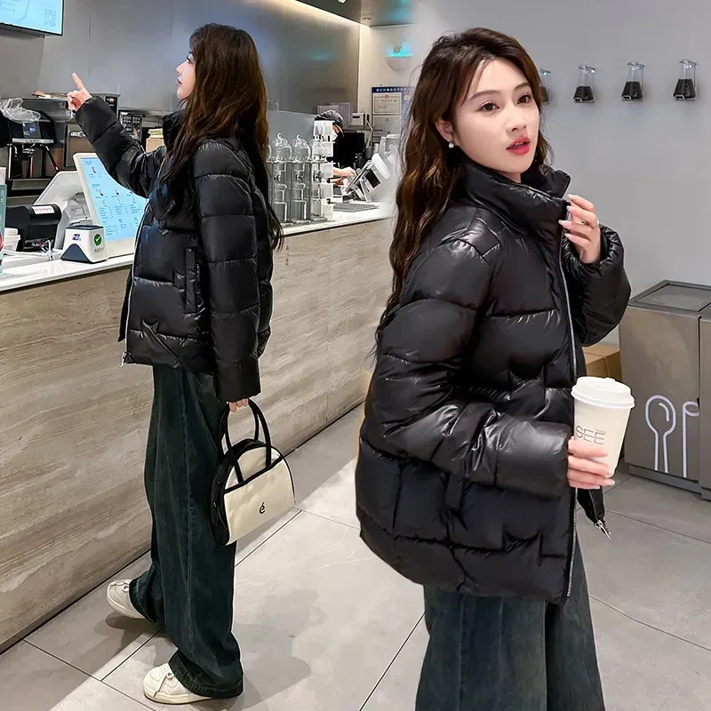 Female Down Jacket 2025New Down Cotton-Padded Coat Women's Parkas Short Fashion Warm Cotton Jacket Loose Outwear Korean Overcoat