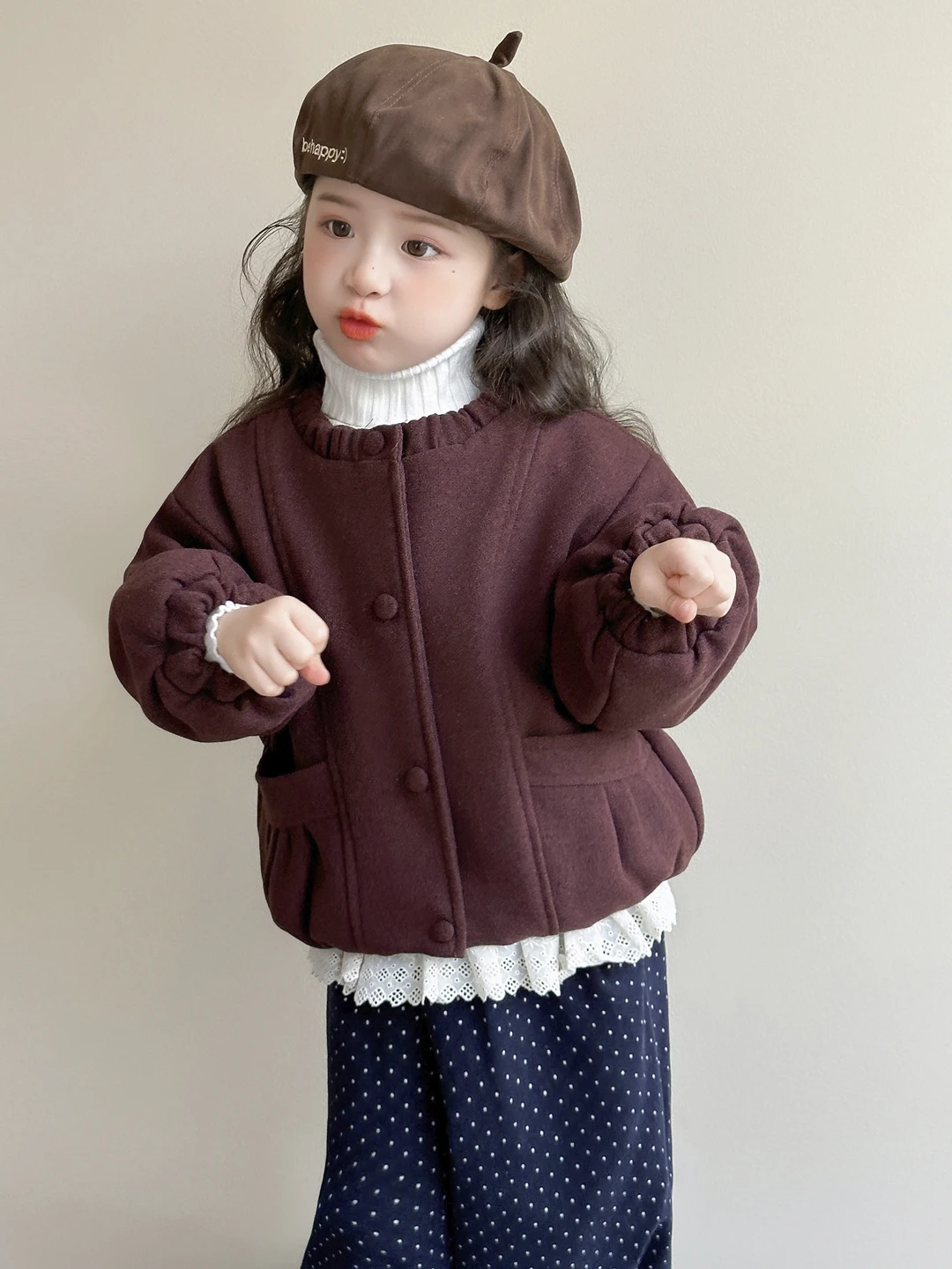 

Модный корейский шаровары для маленьких девочек, облегающая бархатная верхняя одежда, весна-осень-зима, теплый дизайн с клапаном