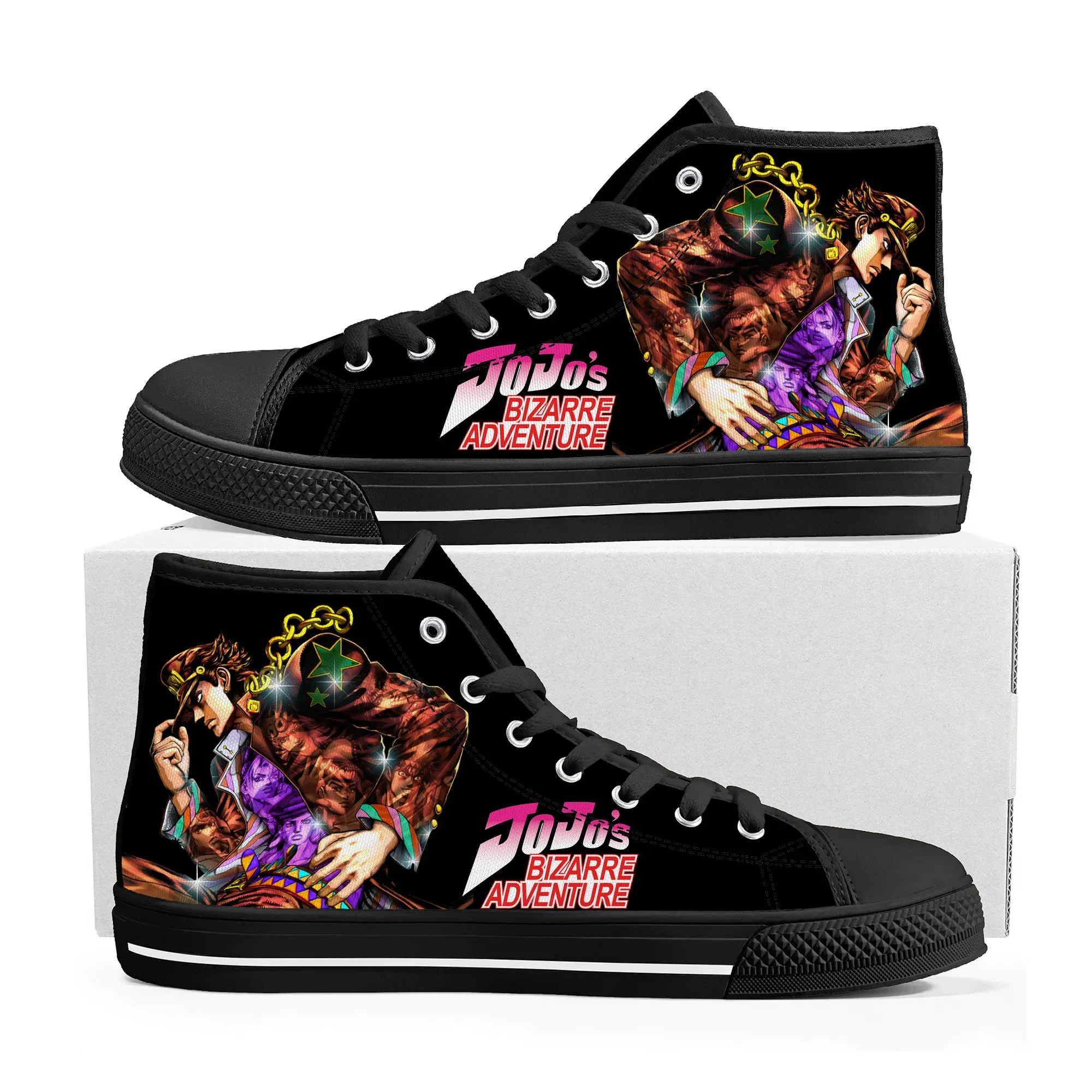 Hot Anime JoJos Bizarre Adventure High Top Sneakers High Quality Mens Womens Canvas Sneaker Casual Couple Shoes Custom Shoe