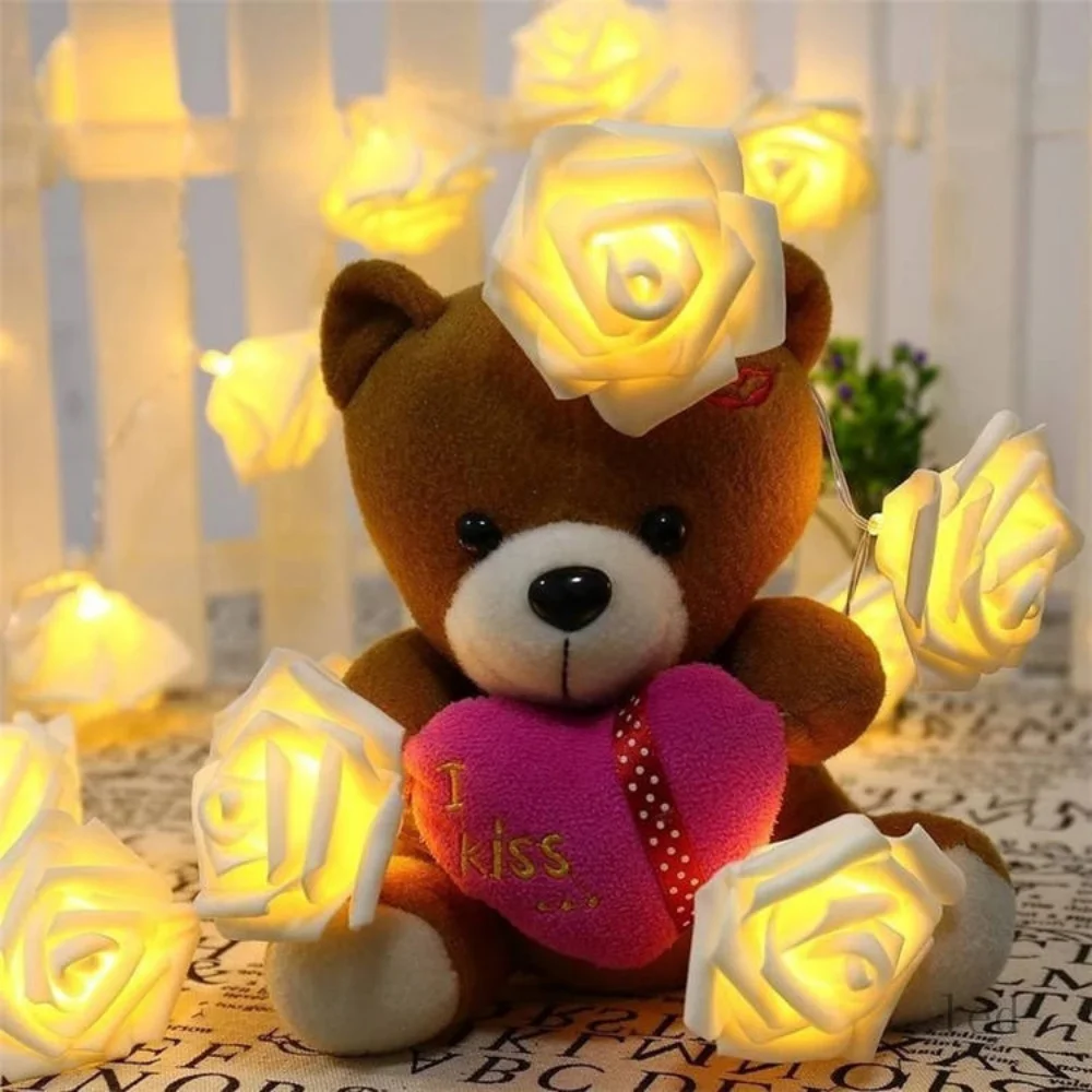 

Rose Flower Festoon LED Lights 20 Leds String Lights Christmas Indoor Decorations For Home Valentines Fairy Light