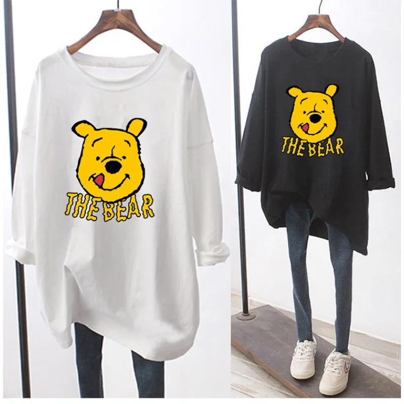 Kawaii Disney Winnie The Pooh Women's Fashion Fun Print Cotton T-shirt Cartoon Cute Graphic Summer Top Y2K Couple Short Sleeve