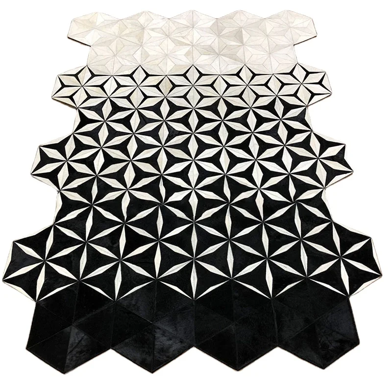 

black and white gradual change leather and horsehair cowhide carpet