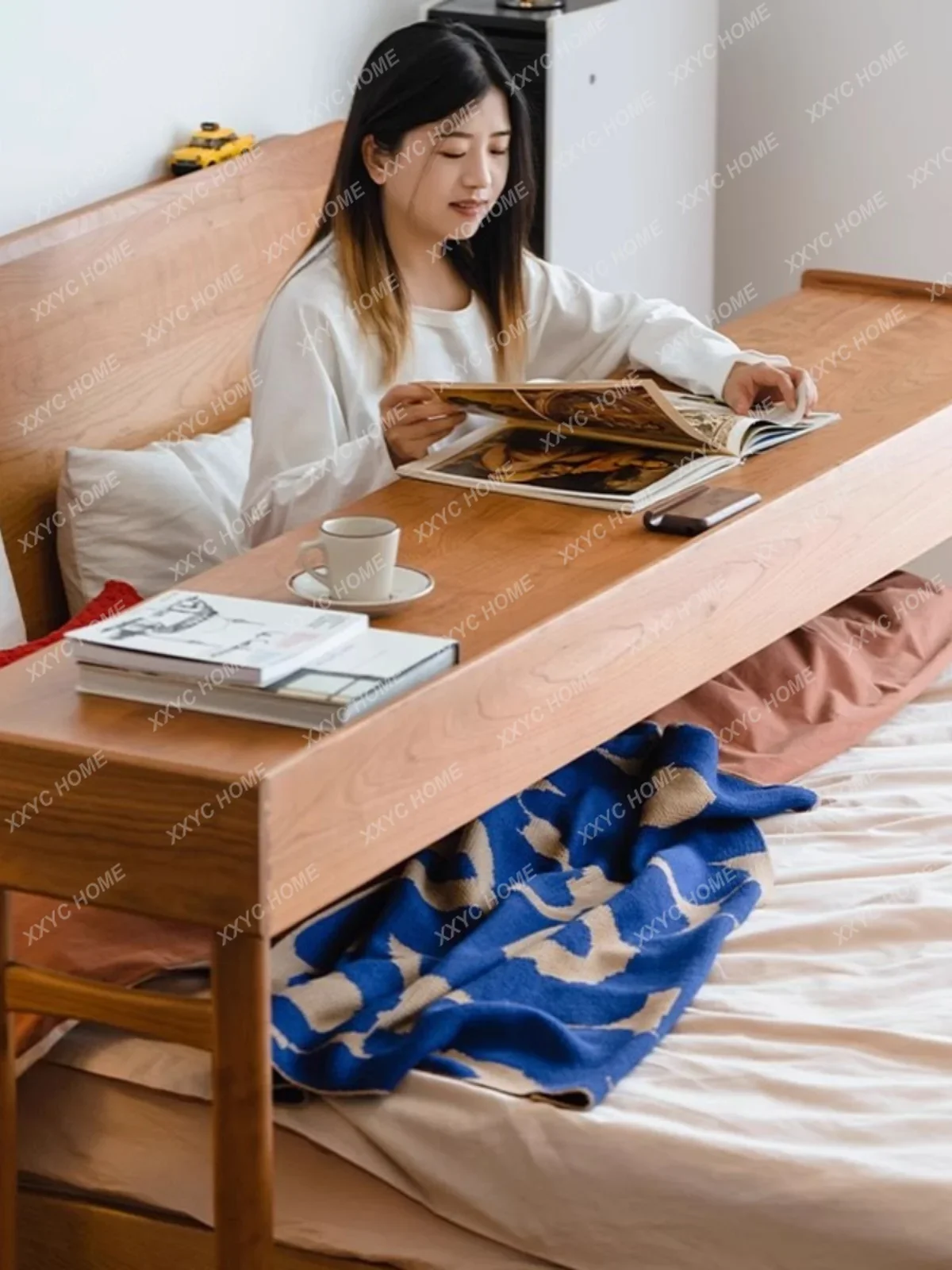 table, solid wood bed on desk, bedsid bed tail long table, household cross bed lazy person comput