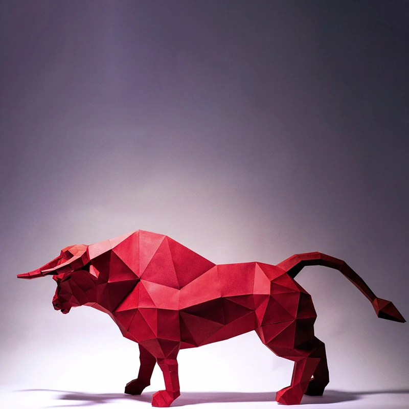 80CM Long Good Luck Bull Cow Home Decor Room Decoration 3D Paper Model Hand Made DIY Papercraft Origami Art Toys For Children