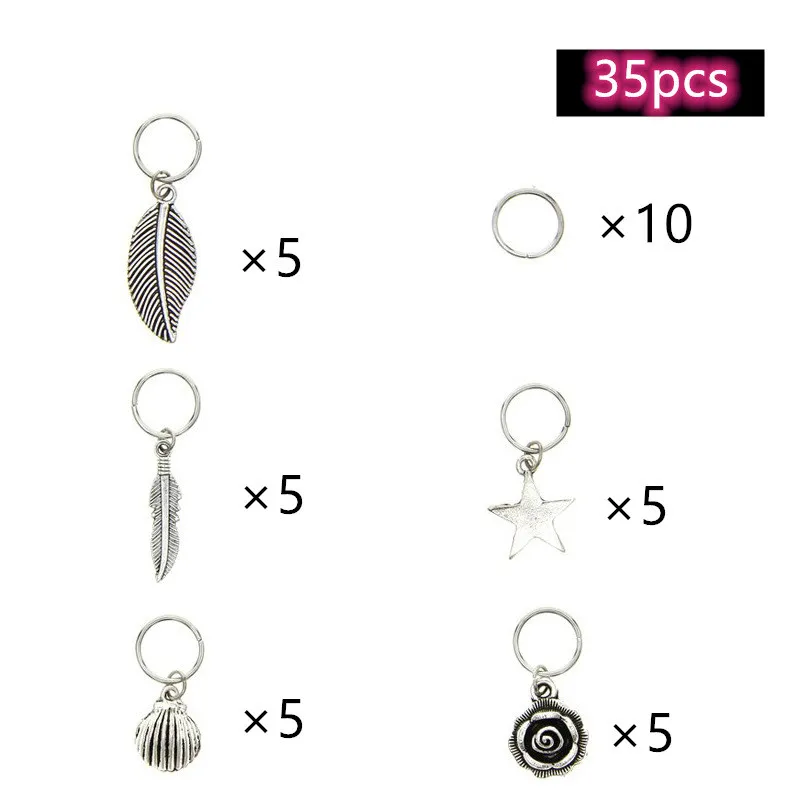 5pcs Silver Metal Hair Rings Braid Dreadlocks Bead Hair Cuffs Dread Tube Charm Dreadlock Hair DIY Accessories Extension
