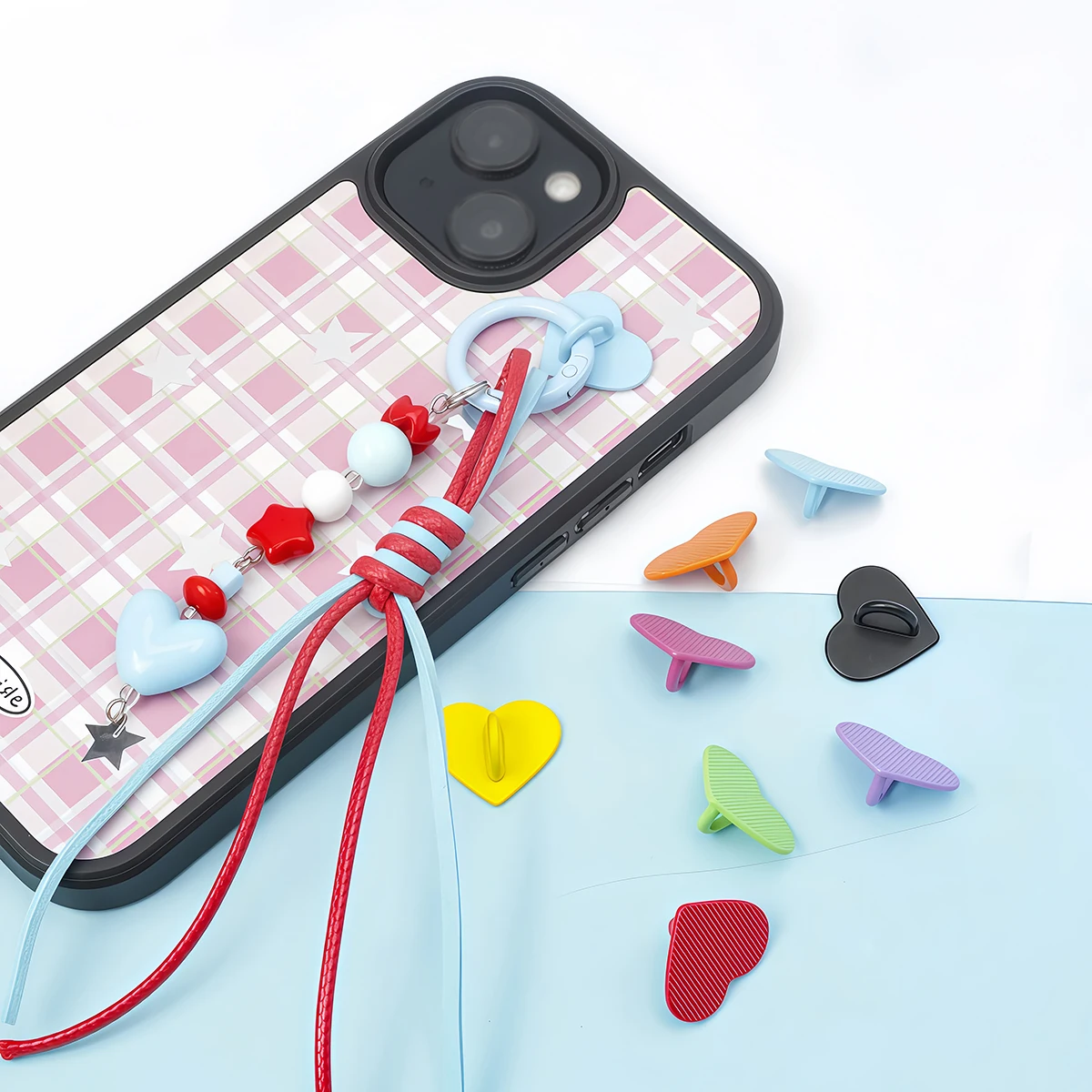 10-20 Stück Metall-Klebehaken für Handy-Anhänger, herzförmiger Fingerring-Ständer, Hakenverschluss für Handyhüllen-Zubehör – Detail 2