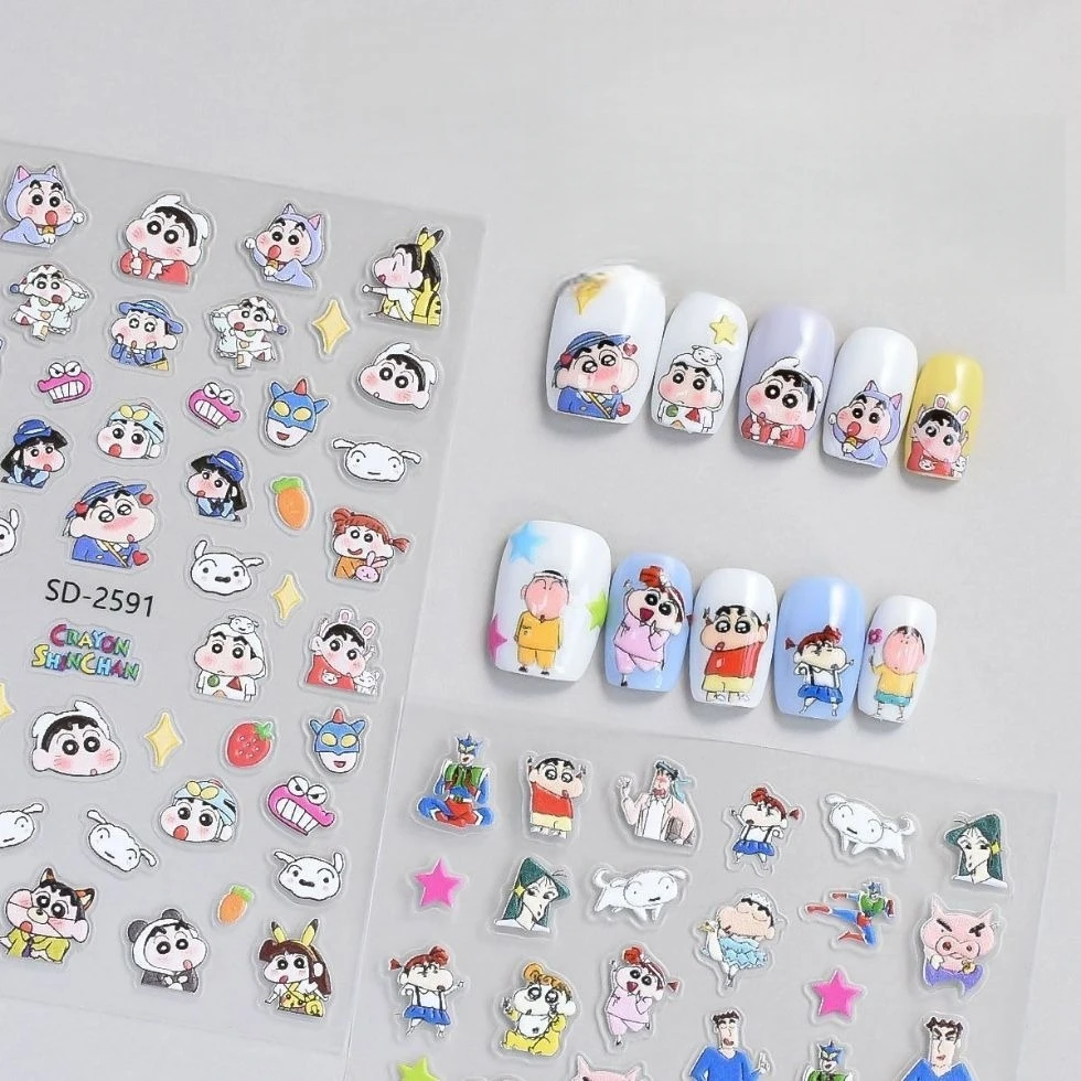 5D Kawaii Shinnosuke Nohara Self-Adhesive Nail Parts Crayon Shin-chan Nail Stickers Kasukabe Defense Force Nail Art Accessories