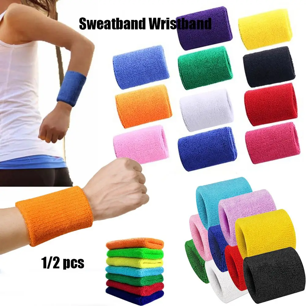 1/2Pcs Unisex Armbänder Sport Schweißband Tennis Hand Band Schweiß Handgelenk Unterstützung Klammer Wraps Guards Für Gym Volleyball basketball