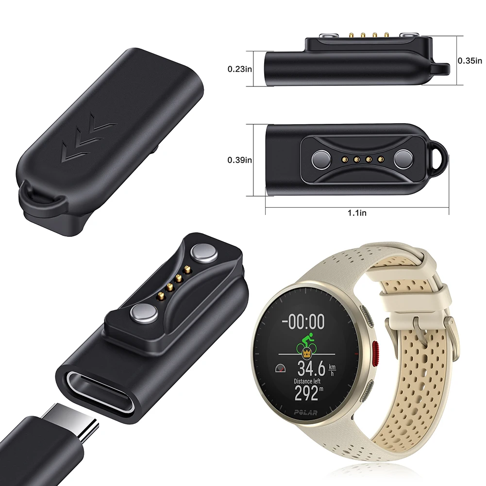 USB C 磁気時計充電器コネクタ 90 度充電ケーブル Polar Pacer/Pacer Pro 用 Ignite3/Vantage V3 ケーブルコンバータ