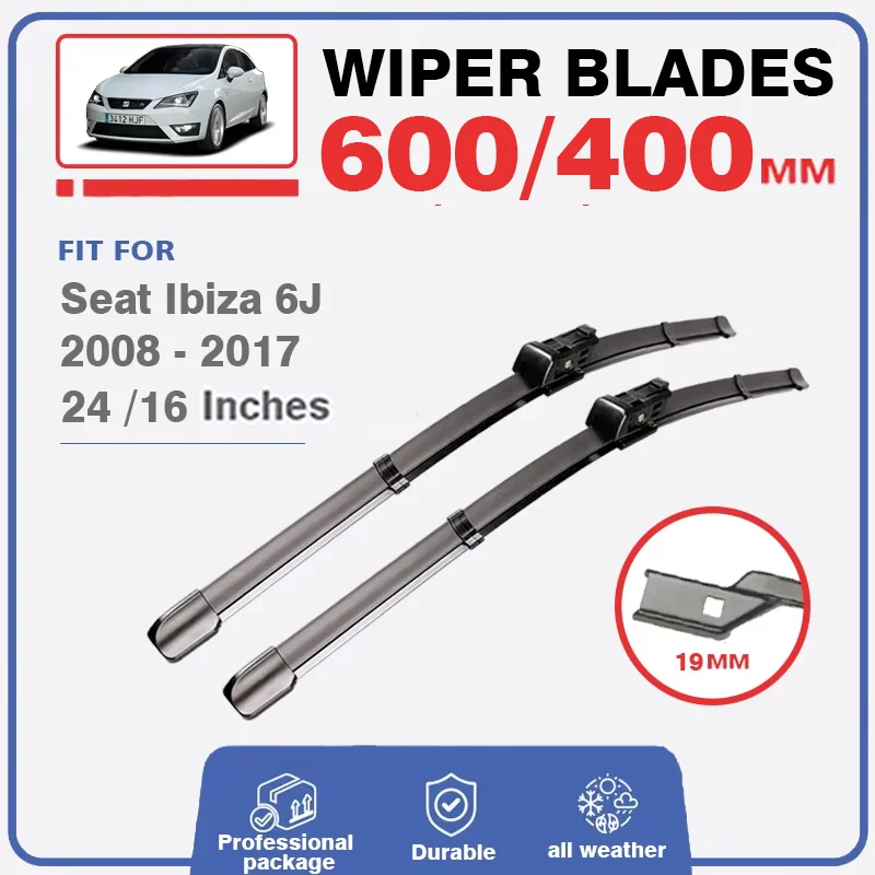 3x Front Rear Wiper Blades For Seat Ibiza 6J 2008 - 2017 Hatchback Coupe 24\