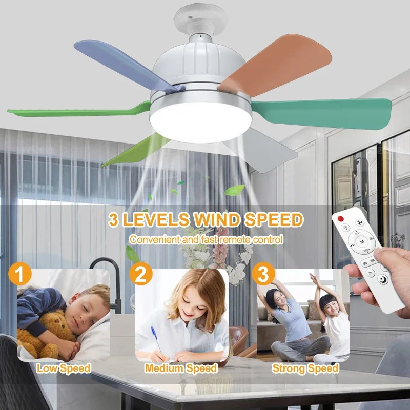 

Socket Fan Light With Smart Remote control Ceiling Chandelier E27 Low Roof LED Bulb Fan Lamp For Bedroom Living Room Lighting