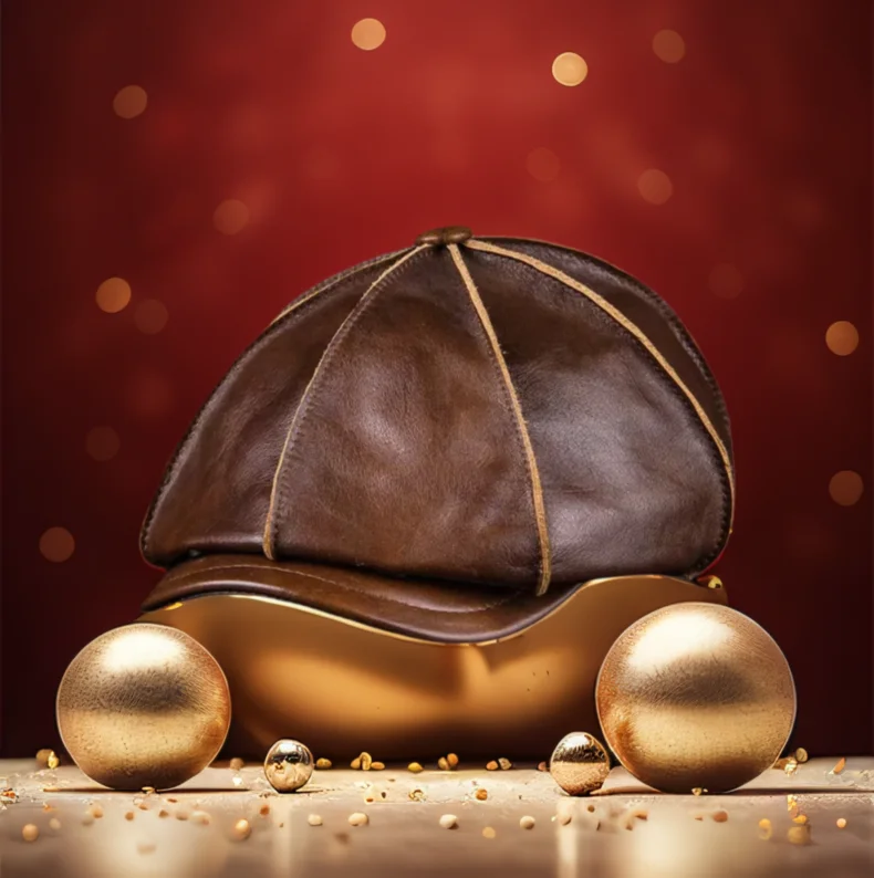 

Men's Genuine Leather Warm Octagonal Cap Elegant Adjustable Newsboy Beret Cowhide Tongue Cap