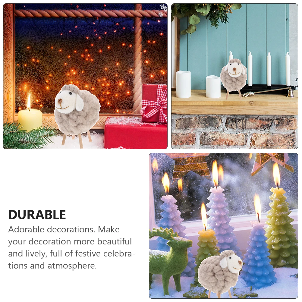 

2Pcs Felt Sheep Christmas Desktop Ornaments Eco-Friendly Cute Home Decoration Supplies Festive Holiday Tabletop Accent
