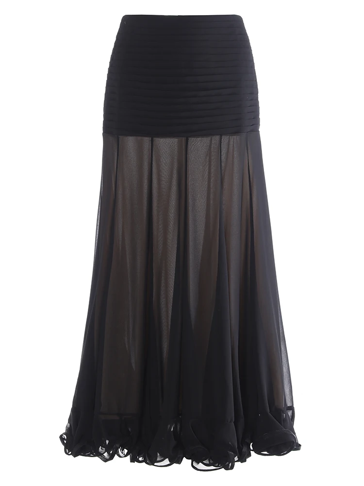 

Ele High Waist Pleated Chiffon f Skirt Women's Long Fi Tail Gown with Wave Australian Unique Sle Polyester Fiber