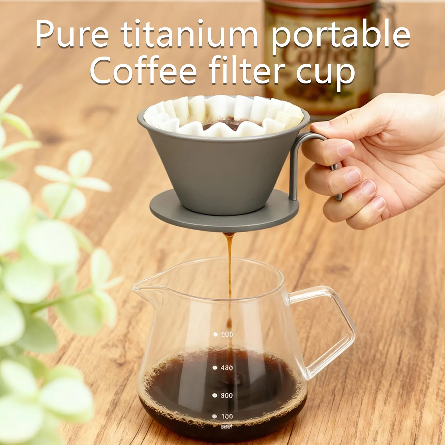 

Pure titanium coffee filter cup, hand brewed coffee filter, sturdy and durable coffee brewing equipment