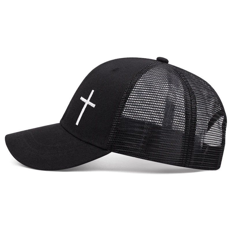 2024 New Fashion Cross Embroidery Baseball Cap for Men Women Fashion Hip Hop Trucker Cap Cotton Casual High-quality Net Hat