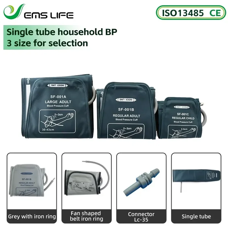 

EMSLIFE NIBP Pressure Cuff 3 Size Set with EOS Disinfecting for Home Use Digital BP Meter or Omlon Sphygmonometer