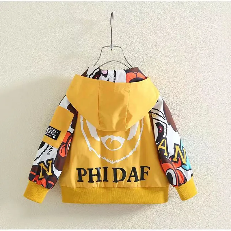 Childrens Clothing Boys Windbreaker Coat 2023 New Boys Fashion Hooded Letter Jacket Childrens Baby Jacket Spring and Autumn Kids