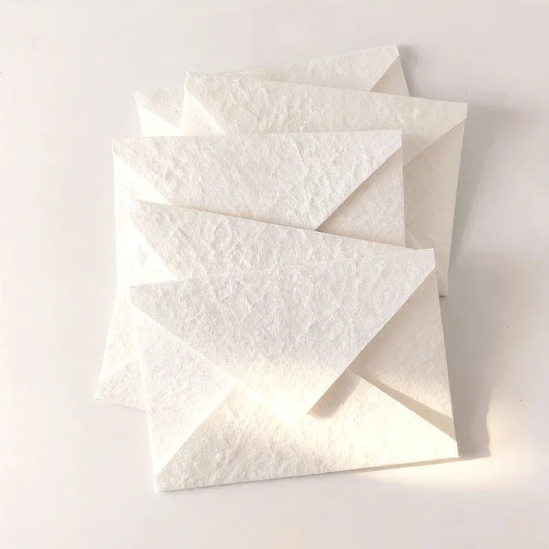 20Pcs Small Paper Envelopes Embossed Texture Envelope Vintage Cotton Handmade Paper Envelope for Wedding Invitation 11x16cm