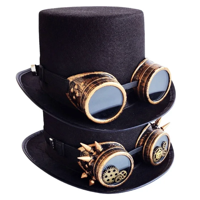 

Vintage Black Steampunk Top Gear Glasses Punk Gothic HeadWear Holiday Party Decoration Hat Halloween Accessories MN12