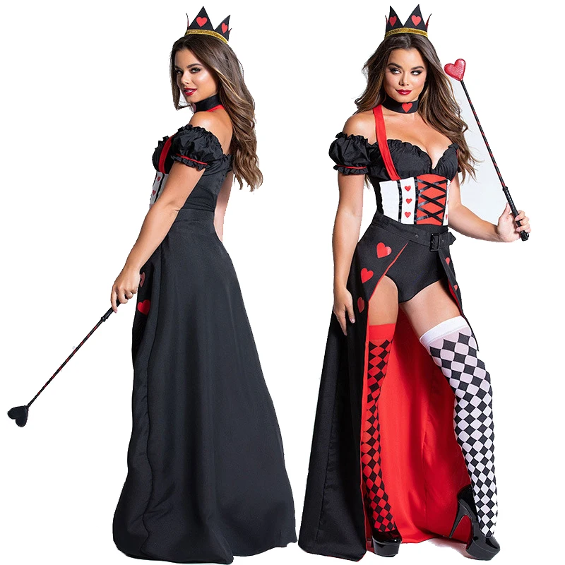 Carnival Halloween Lady Alice Red Queen Costume Wonderland Characters Spooktacular Cosplay Fancy Party Dress