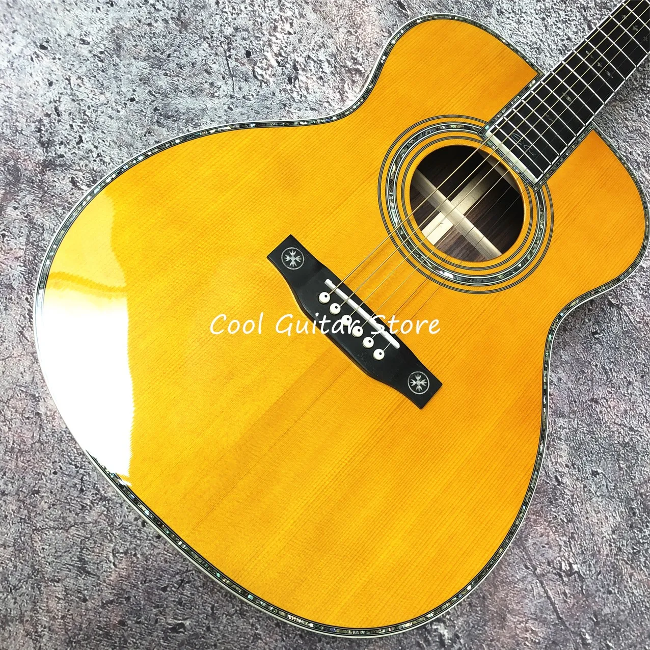 OM Model Acoustic Guitar with Real Abalone Inlay, Custom Bridge, New OM Model, 6 Strings,