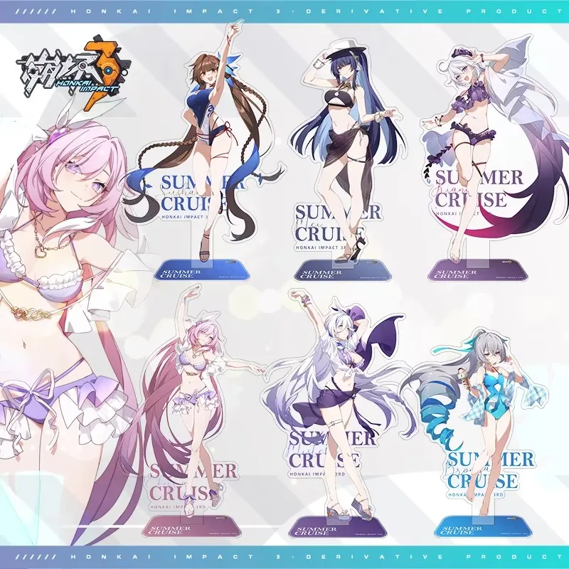 Game Honkai 3rd Cosplay Acrylic stand Figure SUMMER CRUISE Stand Misteln Elysia Kiana Bronya Mei Sushang Anime Xmas Gift