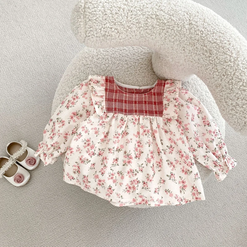 Autumn new baby clothing, 0-5 year old female baby, floral long sleeved set 2-piece set, a must-have for sweet and cute children