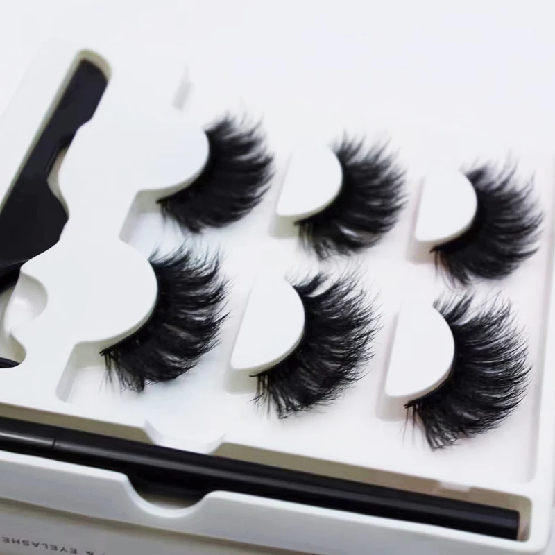 3 pairs of magnetic eyeliner pencil sets, with thick false eyelashes, easy to apply and difficult to take off makeup