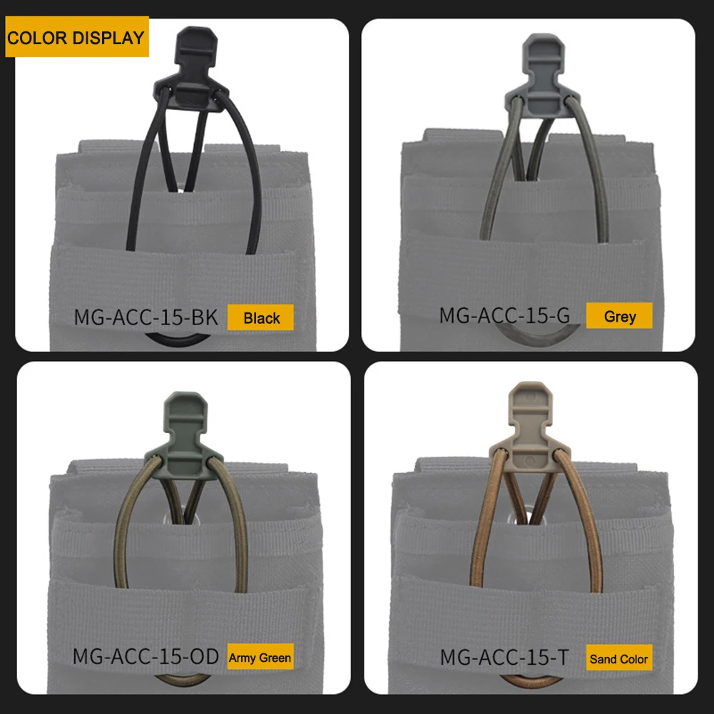 4pcs Nylon Pull Tab Adjustable Shock Cord Retainer Pull Tab Fast Draw Elastic Retention Strap Accessories for Mag Pouch Vest